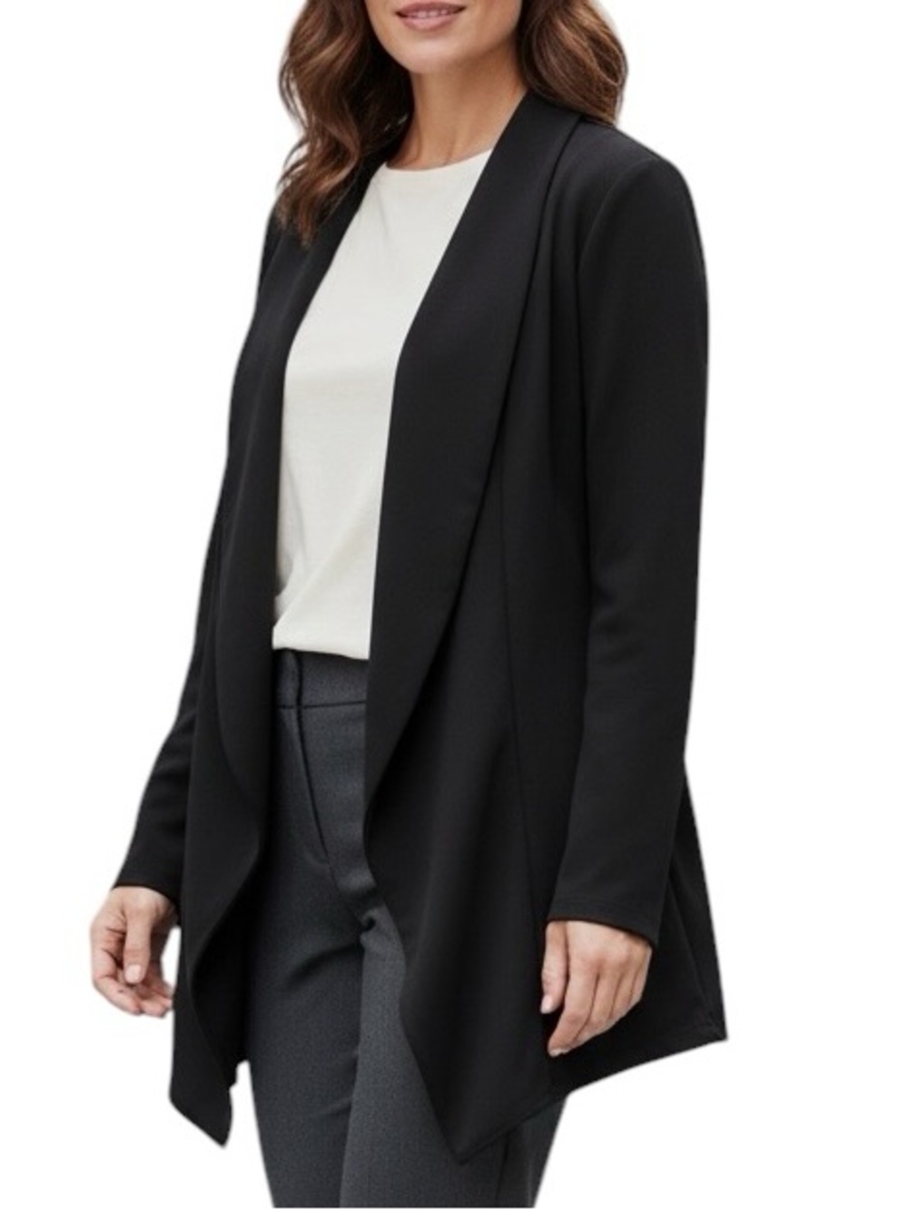 ASOS Black Jacket Open-Front Draped Blazer Size 10